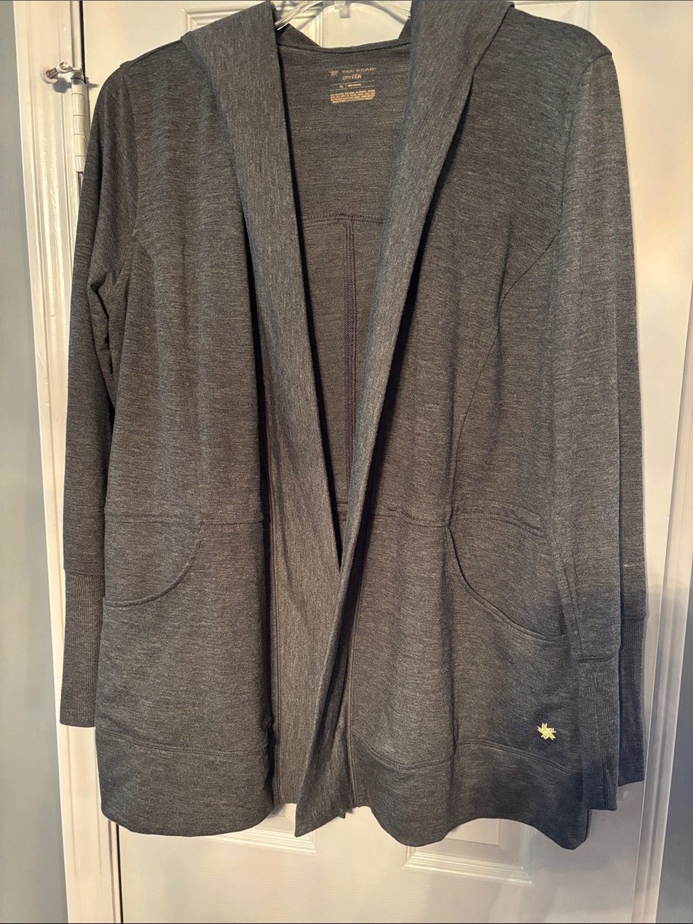 Tek Gear Dry Tek Open Front Hooded Sweatshirt Feel Dark Gray Cardigan